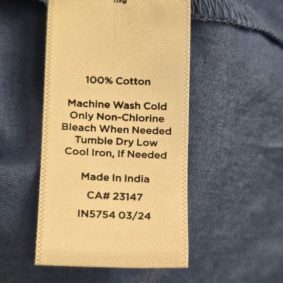 Talbots Women’s Petite L Blue Cotton Blend Embroidered Keyhole Blouse Top Boho - Picture 8 of 8